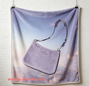 Coach Soft Purple Leather Shoulder Bag Flannel Throw Blanket for Sofa and Wall Decor C339